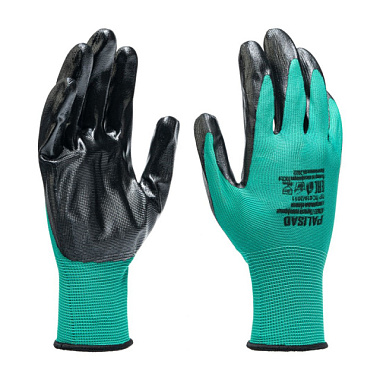 Перчатки Palisad полиэфирные с черным нитрильным покрытием 13 класс вязки размер 9 678655