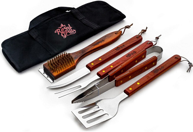 Набор аксессуаров для гриля Royalgrill 5 предм+сумка вилка/лопатка/щипцы/щетка-скребок/нож 80-005