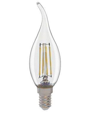 Лампа филаментная General GLDEN-CWS-15-230-E14-4500 свеча на ветру нитев .проз.15W 35*98 661426