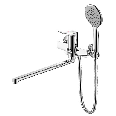 Смеситель Lemark универсальный с плоским изл 350 мм дивертор с керам пластинами с акс хром LM11351C