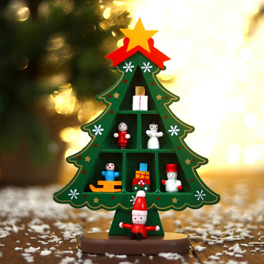 Сувенир новогодний Лесная мастерская Ёлка с ячейками под подарки зелёный 14.5*19.5 см 6261020