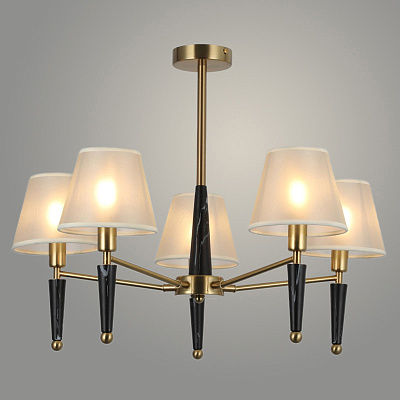 Люстра Росток MDGD40618/5 BRASS+BK латунь/черный абажур 5*40W E14 d660 h480 24 988386686