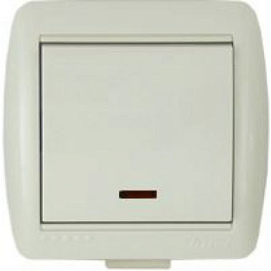 Выключатель Lezard ОП Ната 710-0300-111 1-кл с индикатором кремовый 193056