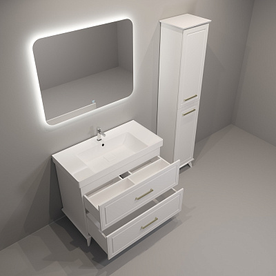 Тумба Eva Gold Michael 100 белый к умывальнику Грэмми 1000