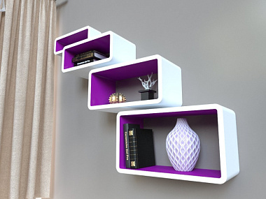 Комплект полок Qwerty Бангкок цвет белый/пурпурный 47*27*20 см 43*21*20 см 39*16*20 см 35*12*20 см**