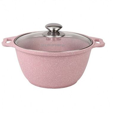 Кастрюля Kukmara Trendy style rose антипригарная литая со стеклянной крышкой 3 л к31tsr