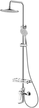 Смеситель Lemark Ortus с верх душевой лейкой тропич дождь 3-функц лейка поворот излив хром LM11362C