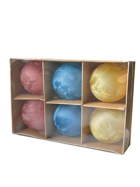 Украшение новогоднее подвесное Феникс-Презент из стекла 6 шт 6*6*6 см 95660