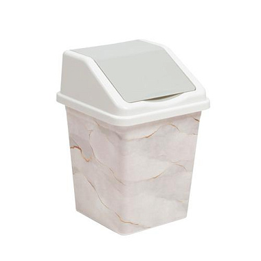 Ведро Violet Белый мрамор для мусора с подвижной крышкой квадратное 16 л 941656