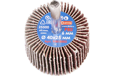 Круг Диолд лепестковый абразивный радиальный d 40*25 мм хвостовик d 6 мм P80 90018002