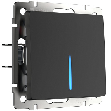 Выключатель Werkel одноклавишный с подсветкой черный матовый W1110108