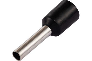 Наконечник-гильза Duwi Е1508 с изолир. фланцем под опрессовку черный 1,5мм² уп/25 шт 26686 0