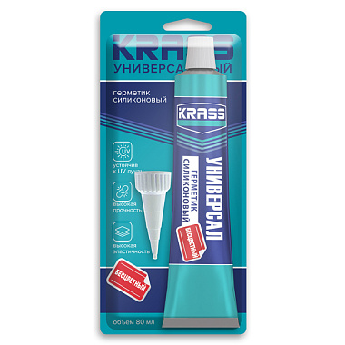 Герметик Krass универсальный силиконовый бесцветный 80 мл 9593349