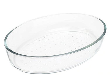 Форма Appetite стеклянная овальная рифленое дно 35*24*6 см 3,2 л PLD10