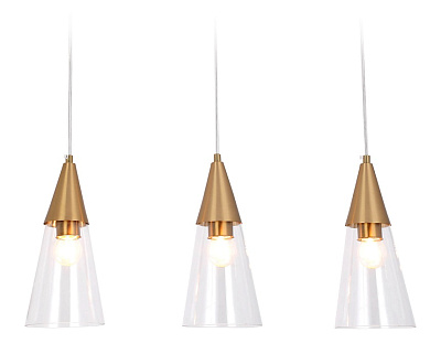 Светильник подвесной Ambrella TR3669/3 BS/CL латунь/прозрачный E14/3 max 40W 590*120*850**
