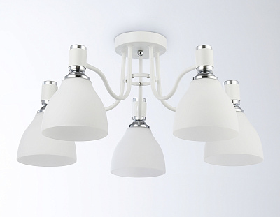 Люстра Ambrella TR303305/5 WH/CH/FR белый/хром/белый матовый E27*5 max 60W D600*270 
