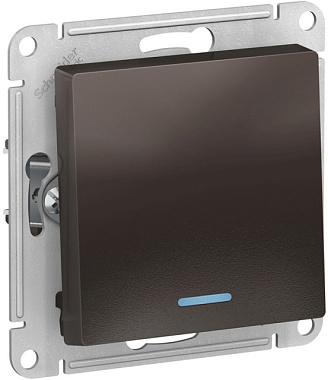 Выключатель Systeme Electric Atlasdesign однокл с подсветкой схема 1а 10АХ механизм мокко ATN000613