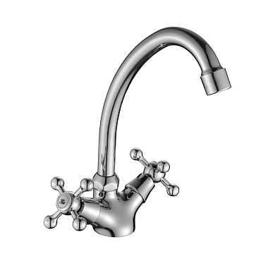 Смеситель Decoroom для кухни двуручный с поворотным изливом хром DR54028