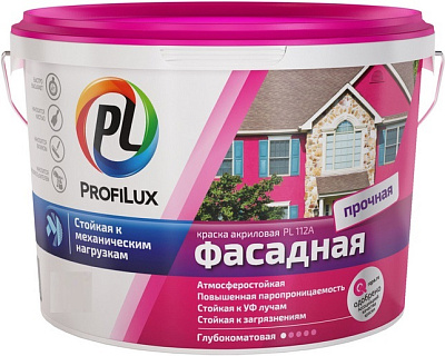 Краска Profilux PL-112А ВД фасадная влагостойкая белая 7 кг