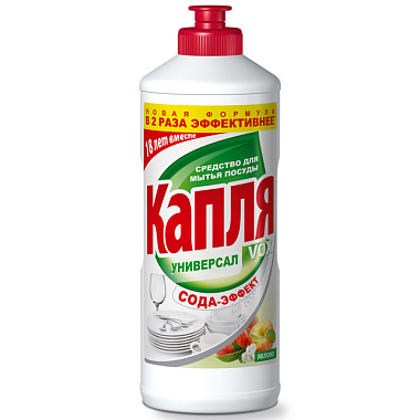 Средство для мытья посуды Капля VOX для посуды сода-эффект яблоко 850 мл 9079