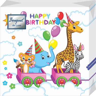 Салфетки Bouquet de Luxe Зоопарк бумажные 3-х слойные 24*24 см 25 шт 37096