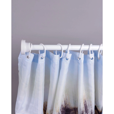 Карниз для ванной Санакс Премиум белый нерж сталь без колец усиленное крепление 130*240 см 10012