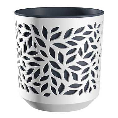 Кашпо ВМС Leaves белый/антрацит 1,25 л КШ-9829