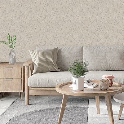 Обои МОФ Микадо бумажные дуплекс влагост. с серебром серо-беж 0,53*10,05 м 6506-3*