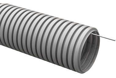 Труба IEK ПВХ гофрированная с зондом серая d20 мм 50 м CTG20-20-K41-050I
