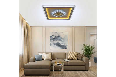 Люстра Ritter Crystal 3D потолоч. светод. диммир.ДУ белый 3 режима 120Вт 40м² 470*470*50 мм 52367 3*