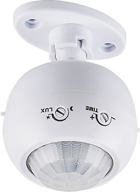 Датчик движения Feron ИК накладной поворотный1200Вт 120°(гориз.) 360°(верт.) 8м белый 22074
