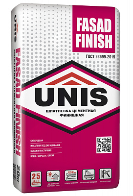Шпатлевка Юнис Fasad Finish цементная 20 кг***