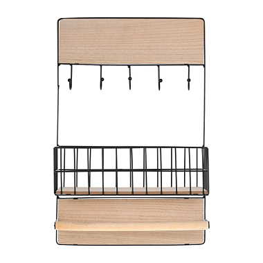 Полка-вешалка Qwerty с корзиной подвесная черная 32*12*50 см 73866***