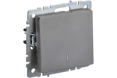 Выключатель IEK Brite ВС10-1-1-БрС BR-V10-1-10-K46 одноклавишный с индикацией сталь 10А