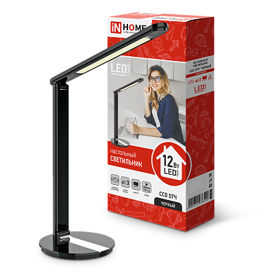 Светильник настольный In home светодиодный сенсор адаптер Черный ССО 07Ч 12Вт 600Лм  