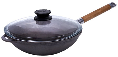 Вок Биол чугун съемная ручка стекл крышка 26см 1526С