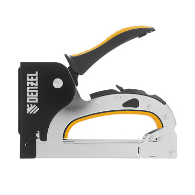 Степлер мебельный Denzel стальной корпус быстрая загрузка регул силы удара тип 53 4-14 мм 40211