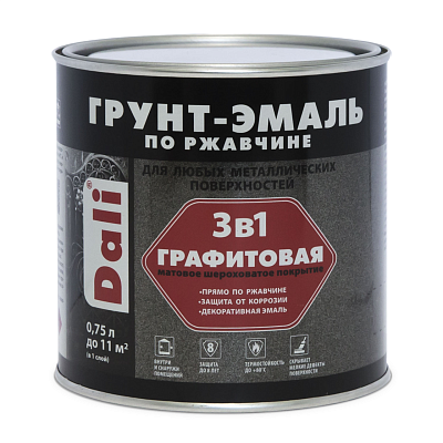 Грунт-эмаль Dali по ржавчине графитовая коричневый 0,75л УТ000002533