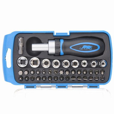 Отвертка Барс реверсивная с набором бит и торцевых головок, 41 шт 13358