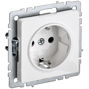 Розетка IEK Brite РС11-1-0-БрБ BR-R11-16-K01 с заземлением без защитных шторок белый 16А