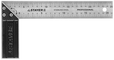 Угольник Stayer Profi столярный гравированная шкала нержавеющее полотно 37 мм и 250 мм