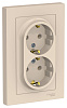 Розетка Schneider Electric Atlasdesign двойная с заземлением 16А в сборе бежевый ATN000224