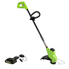 Триммер Greenworks G24LT25 аккумуляторный 25 см 24В 1*2Ач Li-Ion леска 1,6 мм 3,4 кг
