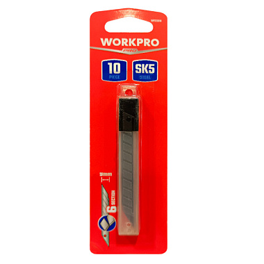 Лезвия для ножа Workpro 9 мм черный 10 шт WP212018