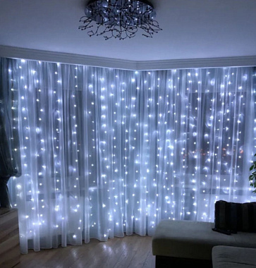 Гирлянда Феникс-Презент 220 LED ламп холодный белый свет 300*200 cм 94794