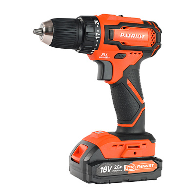 Дрель-шуруповерт аккумуляторная Patriot BR 207UES бесщет. двиг. 18В 2,0Ач 38Нм дерево/сталь 20/8мм