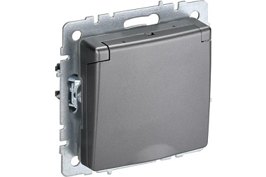 Розетка IEK Brite РСбш10-3-БрС BR-R16-16-K46 с зазем. защ. шторками и крышкой сталь 16А IP20