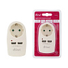 Адаптер Duwi Ivory 1 гнездо + 2 USB порта на евро вилку с/з 16A 230В 3680Вт слоновая кость 27420 9