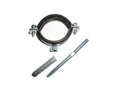 Хомут оцинкованный с резиновым уплотнителем с шурупом и дюбелем MP-европодвес 1.1/2" (48-53 мм) М8