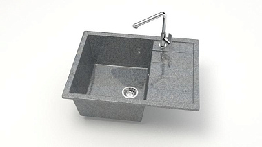 Мойка Marrbaxx каменная глянцевая прямоуг с крылом темно-серый 645*505*218 мм Z151 Q8